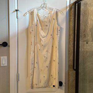 Ann Taylor cream dress embroidered with flowers-size 14